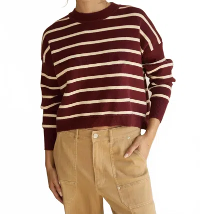 Skies Are Blue Striped Cropped Sweater In Burgundy/ivory In Red