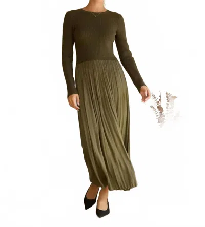 Skies Are Blue Talia Dress In Olive In Green
