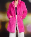 Skies Are Blue Teddy Long Coat In Berry Pink