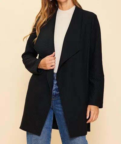 Skies Are Blue Thick Knit Fold Over Collar Cardigan In Black