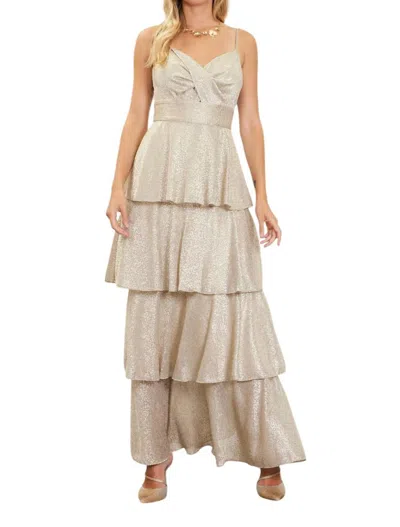 Skies Are Blue Tiered Maxi Dress In Gold