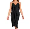 Skies Are Blue Unforgettable Memories Satin Midi Dress In Black
