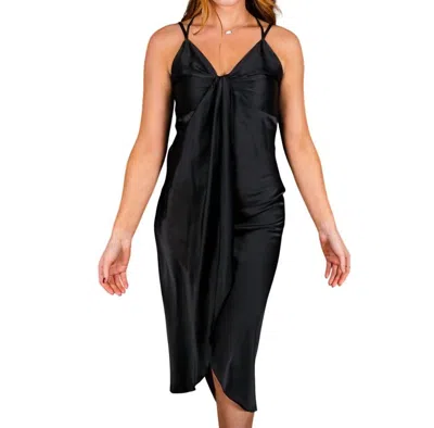 Skies Are Blue Unforgettable Memories Satin Midi Dress In Black