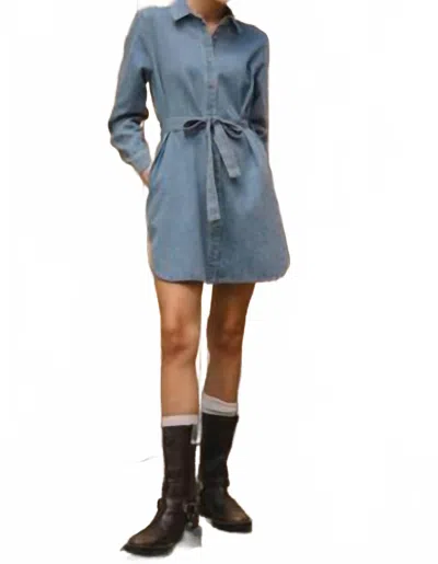 Skies Are Blue Urban Button Down Shirt Mini Dress In Blue