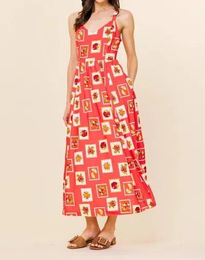 Skies Are Blue Ursula Maxi Dress In Red Multi