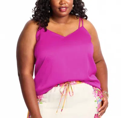 Skies Are Blue V Neck Cami Top - Plus In Orchid In Multi