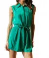 Skies Are Blue Val Belted Romper In Emerald Green In Green
