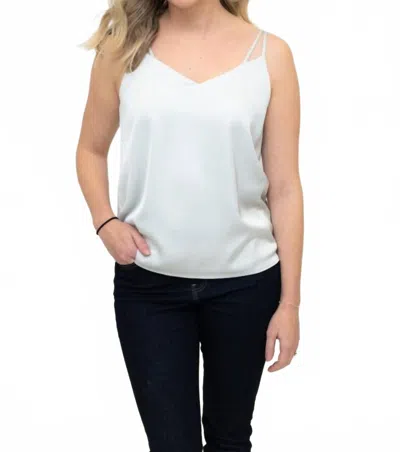 Skies Are Blue Vale Double Strap Cami Top In Icy Light Blue Grey In White