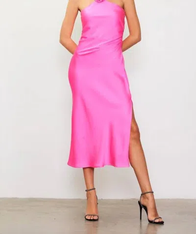 Skies Are Blue Vanessa Diamante Strap Satin Slip Dress In Neon Pink
