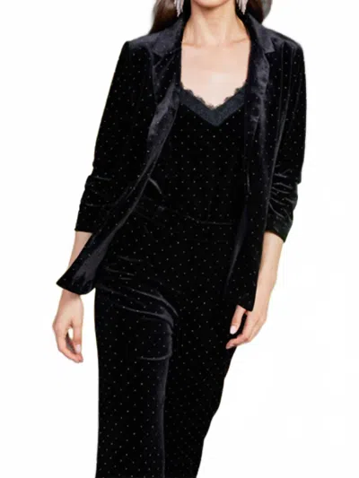 Skies Are Blue Velvet Embellished Blazer In Black