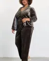 Skies Are Blue Velvet Ruched Blazer In Olive In Green