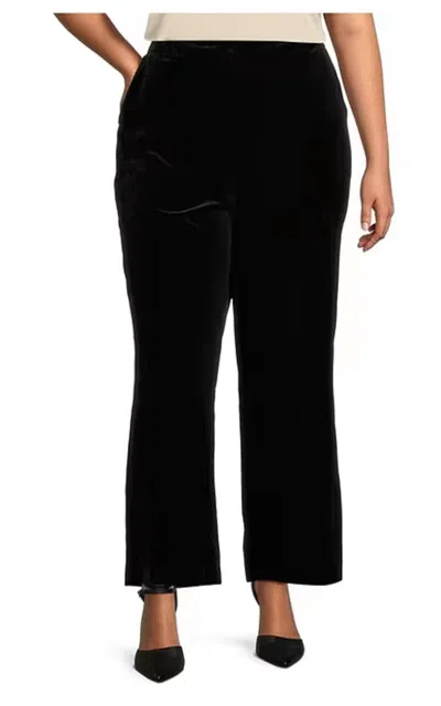 Skies Are Blue Velvet Wide Leg Pants - Plus In Black Velvet
