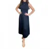 Skies Are Blue Vollare Midi Dress In Navy In Blue