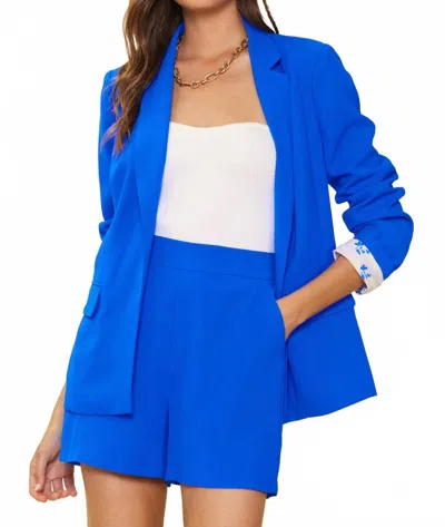 Skies Are Blue Welt Pocket Blazer In Neon Blue