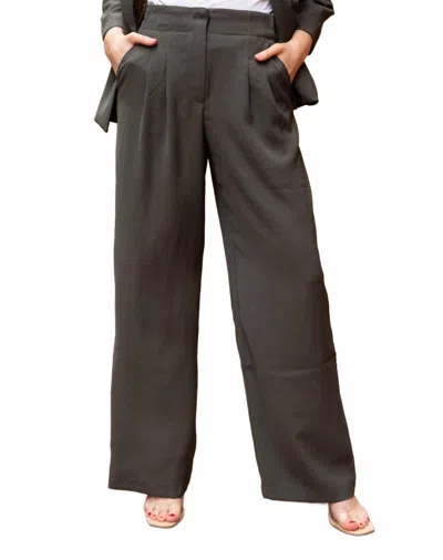 Skies Are Blue Wide Leg Tailored Pants In Olive In Multi