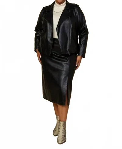Skies Are Blue Wild At Heart Curvy Pleather Jacket In Black