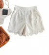 Skies Are Blue Women's Layered Lace Shorts In White In Red
