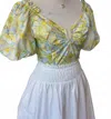 Skies Are Blue Women's Lemon Drop V-neck Top In Multi In Multi