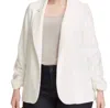 Skies Are Blue Women's Open Front Blazer In Oyster In White