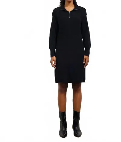 Skies Are Blue Women's Ribbed Zip Front Sweater Dress In Navy In Black