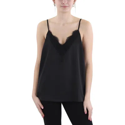 Skies Are Blue Womens Satin Trim Polyester Pullover Top In Black