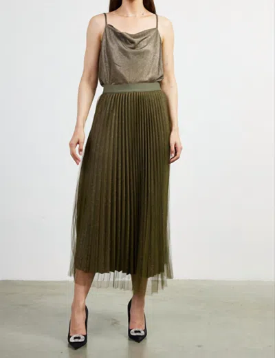 Skies Are Blue Zion Shimmer Skirt In Dark Olive & Gold Shimmer In Green