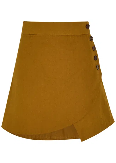 Skiim Asymmetrical Woven Mini Skirt In Brown
