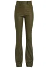 Skiim Brigitta Slim Flared-leg Stretch-suede And Leather Trousers In Green