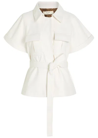 Skiim Eloise Belted Leather Shirt In White