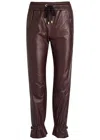 Skiim Gaby Drawstring Leather Trousers In Burgundy