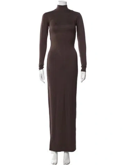 Pre-owned Skiim Mock Neck Long Dress W/ Tags In Brown