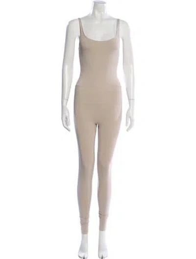 Pre-owned Skiim Nylon Scoop Neck Jumpsuit In Neutral