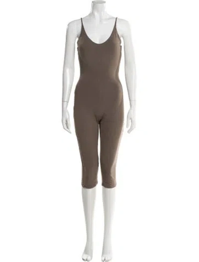 Pre-owned Skiim Scoop Neck Jumpsuit In Brown