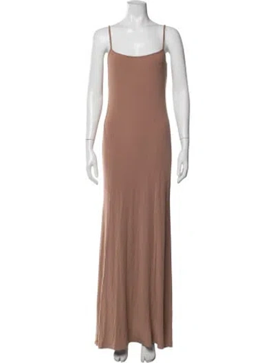 Pre-owned Skiim Scoop Neck Long Dress In Brown