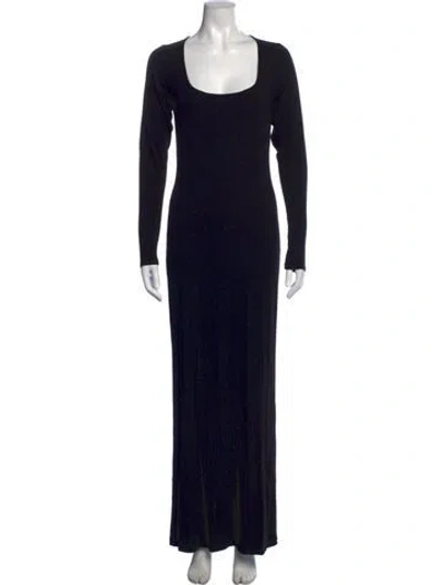 Pre-owned Skiim Square Neckline Long Dress In Black