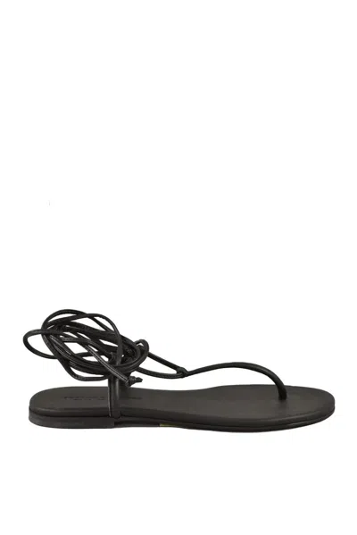 Skills & Genes Black Thong Leather Sandals