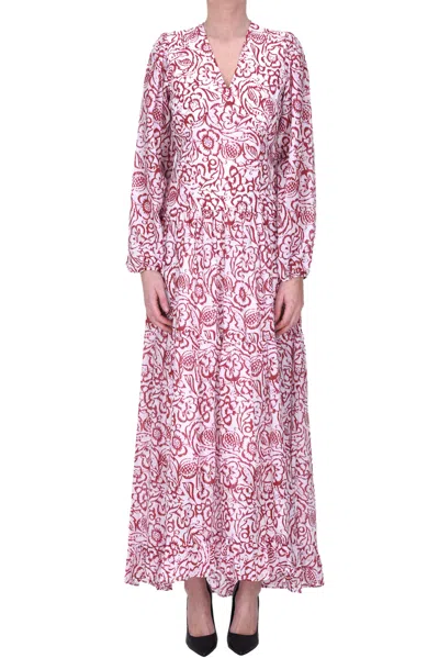 Skills & Genes Cotton And Silk Dress In Bordeaux