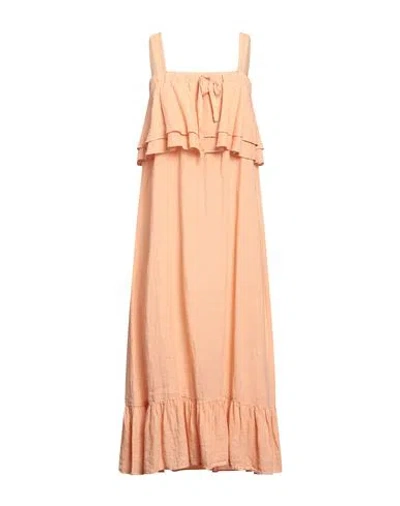 Skills & Genes Woman Maxi Dress Apricot Size 6 Linen In Orange