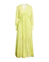 Skills & Genes Woman Maxi Dress Lime Green Size 2 Viscose, Silk