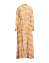 Skills & Genes Woman Maxi Dress Orange Size 8 Cotton, Silk In Orange