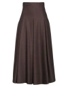 Skills & Genes Woman Maxi Skirt Dark Brown Size 8 Polyester, Viscose, Elastane