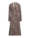 Skills & Genes Woman Midi Dress Chocolate Brown Size 6 Viscose In Brown