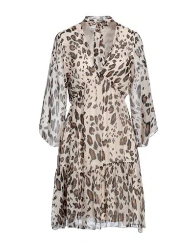 Skills & Genes Woman Mini Dress Beige Size 6 Viscose, Silk, Elastane