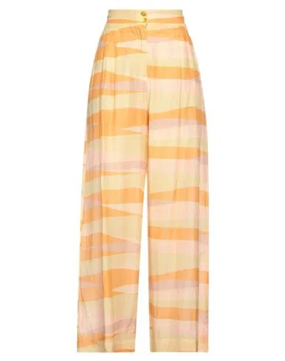 Skills & Genes Woman Pants Orange Size 8 Cotton, Silk