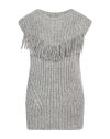 Skills & Genes Woman Sweater Grey Size M Acrylic, Mohair Wool, Polyamide In Grey