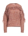 Skills & Genes Woman Sweater Rust Size M Acrylic, Mohair Wool, Polyamide In Red