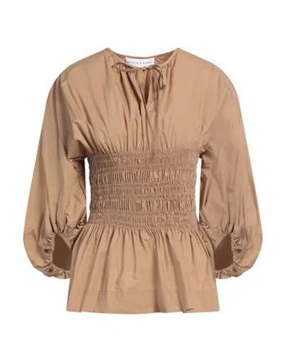 Skills & Genes Woman Top Camel Size 8 Cotton In Beige