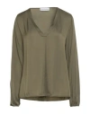 Skills & Genes Woman Top Military Green Size M Viscose In Multi