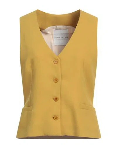 Skills & Genes Woman Tailored Vest Mustard Size 8 Polyester In Yellow