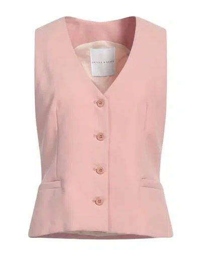 Skills & Genes Woman Tailored Vest Pink Size 6 Polyester